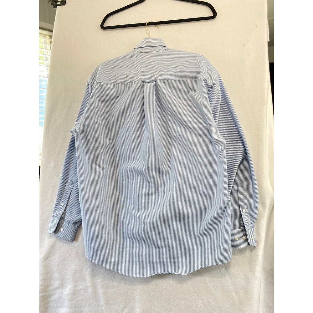 Enro Button Down Shirt Men 16 34-35 Blue White Pinstripe Long Sleeve Cotton Blen - Picture 2 of 10